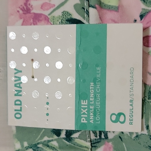 Women's Old Navy Pixie Chino Pants, Green/Pink, Size 8R, NWT - Picture 10 of 11